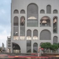 Overlapping concrete arches frame Bangkok shopping centre by Linehouse