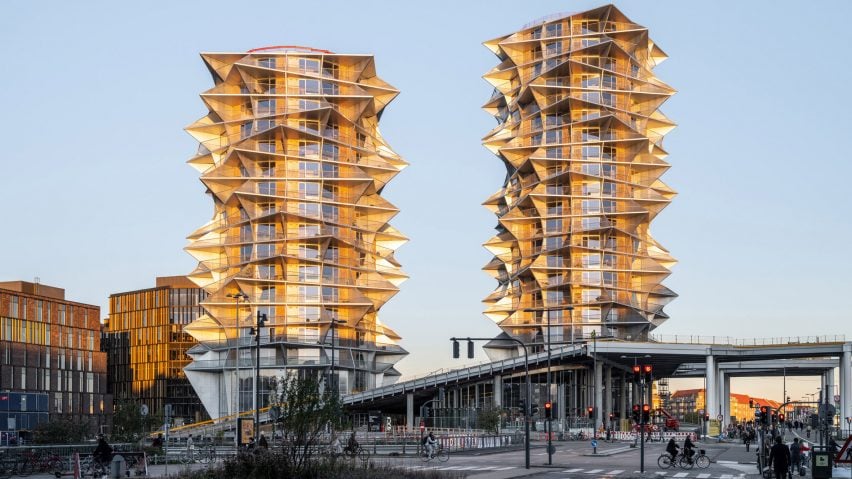 Exterior view of Kaktus Towers by BIG in Copenhagen