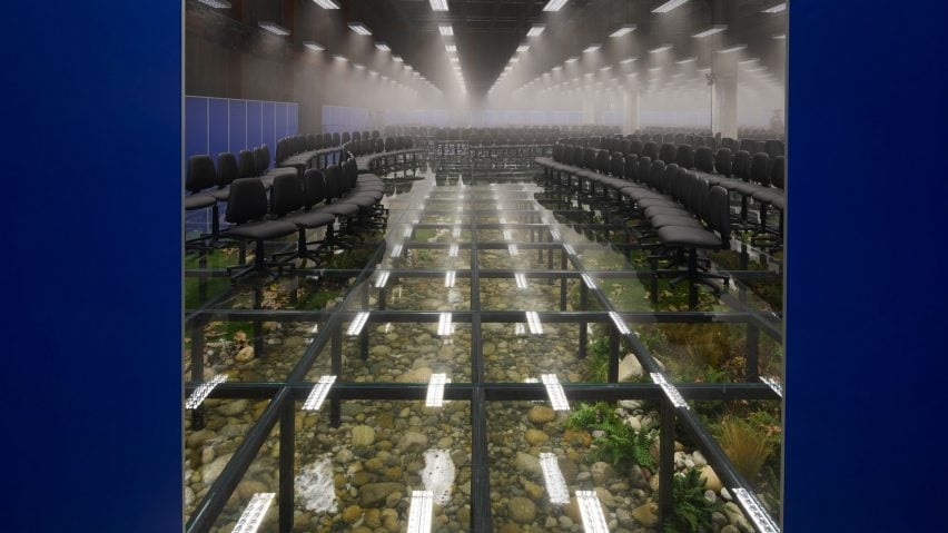 Gridded structure set within the Fondazione Prada