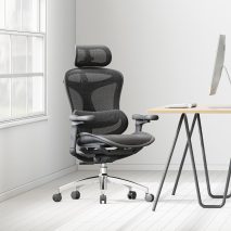 Black office chair in home office