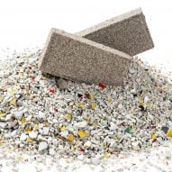 YiBrick Permeable by Yi Design on a pile of ceramic waste