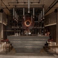 Mexico City restaurant by RA! arranged around upside-down pyramid bar
