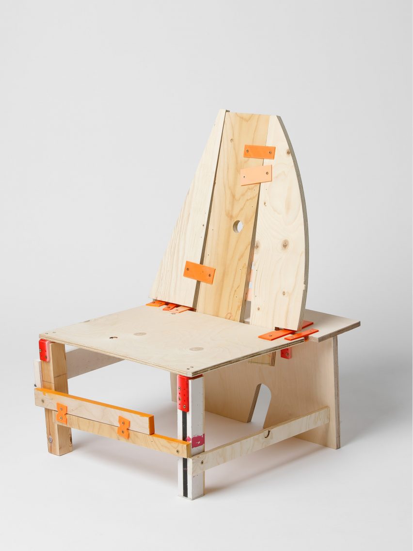 Chair made from pieces of scrap wood 