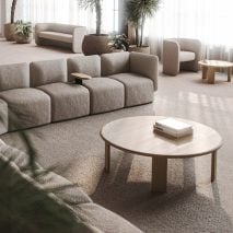 Round wooden Yeti table by Derlot